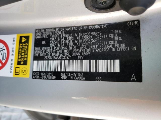 Photo 10 from auction – 2010 LEXUS RX 350 with VIN 2T2ZK1BA5AC030871