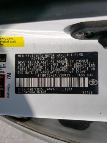 Photo 10 from auction – 2010 TOYOTA CAMRY BASE with VIN 4T1BF3EK8AU520813