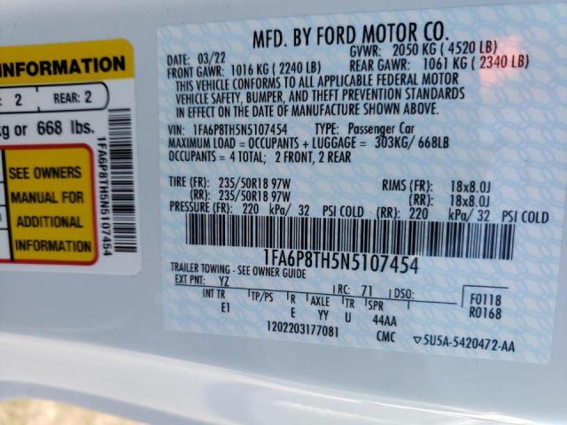 Photo 10 from auction – 2022 FORD MUSTANG with VIN 1FA6P8TH5N5107454
