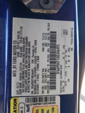 Photo 10 from auction – 2013 FORD FUSION SE with VIN 3FA6P0H71DR346495