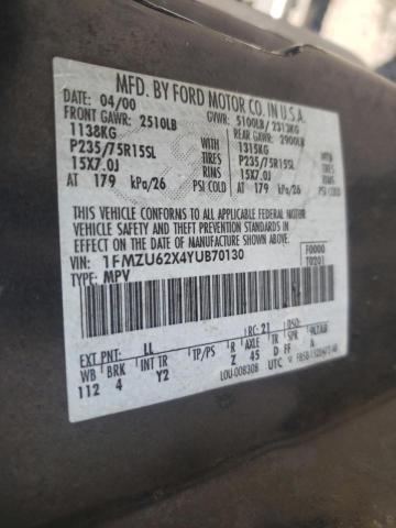 Photo 10 from auction – 2000 FORD EXPLORER X with VIN 1FMZU62X4YUB70130