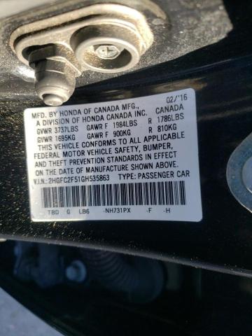 Photo 10 from auction – 2016 HONDA CIVIC LX with VIN 2HGFC2F51GH535863