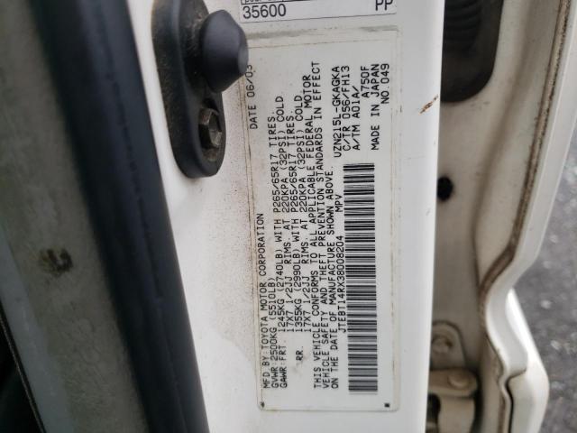 Photo 10 from auction – 2003 TOYOTA 4RUNNER SR with VIN JTEBT14RX38008204