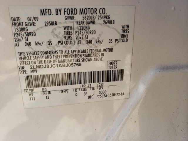 Photo 10 from auction – 2010 LINCOLN MKX with VIN 2LMDJ8JC1ABJ05765