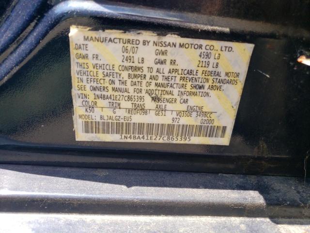 Photo 10 from auction – 2007 NISSAN MAXIMA SE with VIN 1N4BA41E27C865395