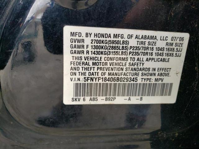 Photo 10 from auction – 2006 HONDA PILOT EX with VIN 5FNYF18406B029345