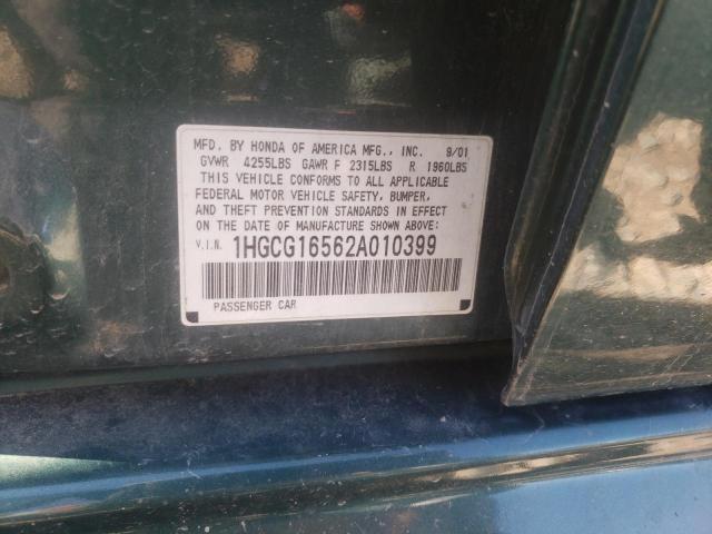 Photo 10 from auction – 2002 HONDA ACCORD EX with VIN 1HGCG16562A010399