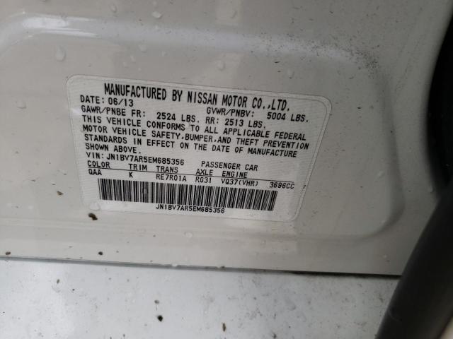 Photo 10 from auction – 2014 INFINITI Q50 BASE with VIN JN1BV7AR5EM685356