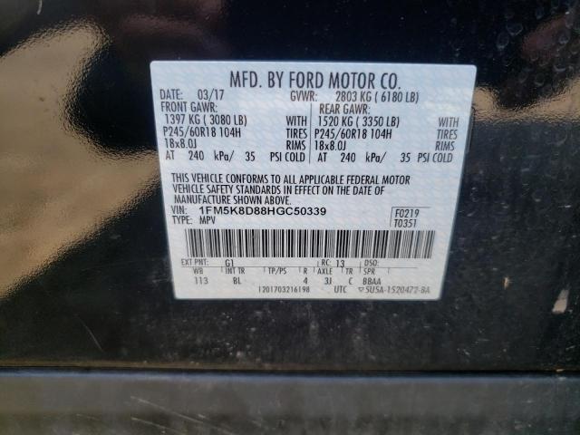 Photo 10 from auction – 2017 FORD EXPLORER X with VIN 1FM5K8D88HGC50339