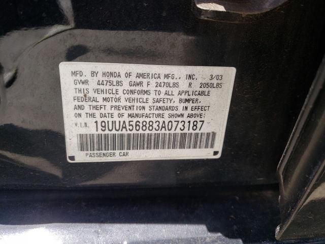 Photo 10 from auction – 2003 ACURA 3.2TL TYPE with VIN 19UUA56883A073187