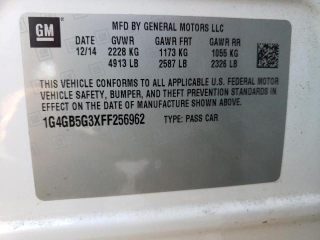 Photo 10 from auction – 2015 BUICK LACROSSE with VIN 1G4GB5G3XFF256962
