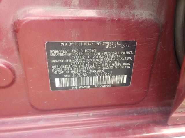 Photo 10 from auction – 2013 SUBARU XV CROSSTR with VIN JF2GPACC1D2847837