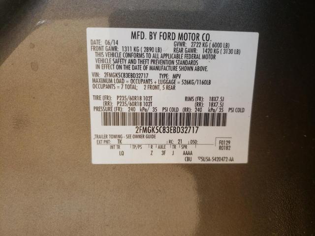 Photo 10 from auction – 2014 FORD FLEX SEL with VIN 2FMGK5C83EBD32717