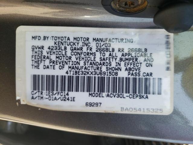 Photo 10 from auction – 2003 TOYOTA CAMRY LE with VIN 4T1BE32KX3U691508