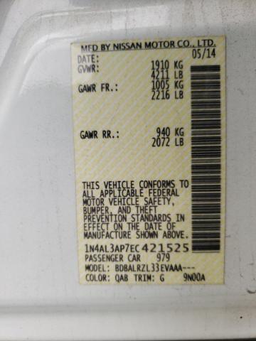 Photo 10 from auction – 2014 NISSAN ALTIMA 2.5 with VIN 1N4AL3AP7EC421525