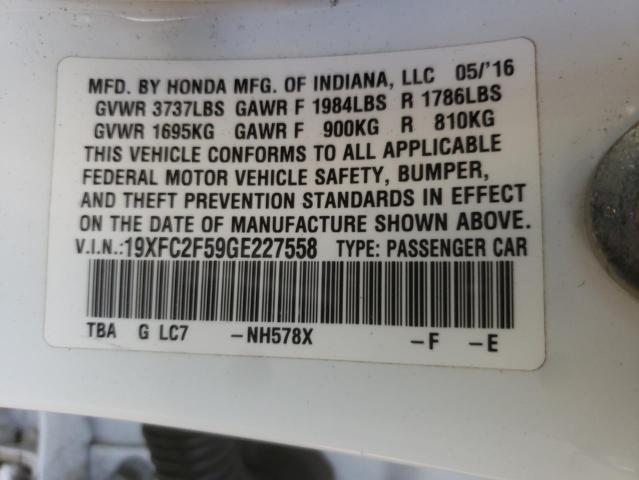 Photo 10 from auction – 2016 HONDA CIVIC LX with VIN 19XFC2F59GE227558