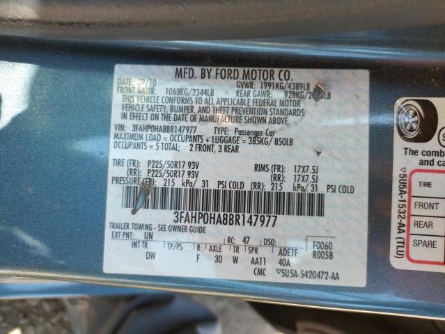 Photo 10 from auction – 2011 FORD FUSION SE with VIN 3FAHP0HA8BR147977