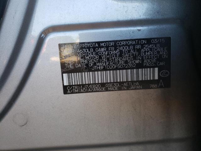 Photo 10 from auction – 2015 LEXUS IS 250 with VIN JTHBF1D20F5072352