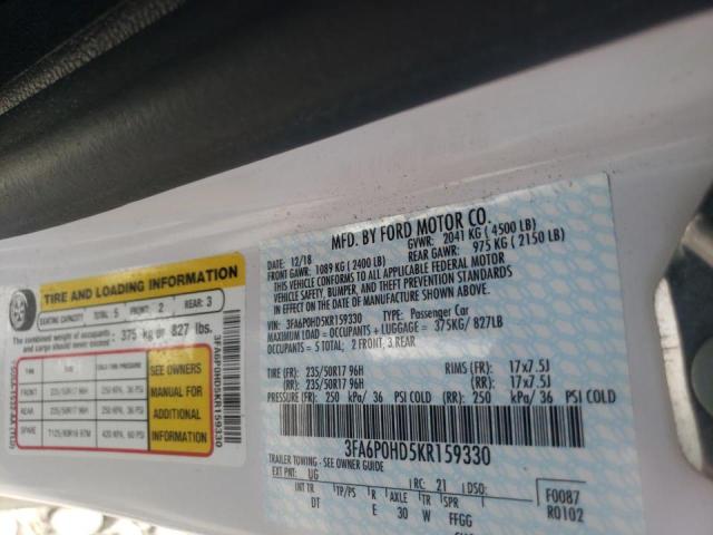 Photo 10 from auction – 2019 FORD FUSION SE with VIN 3FA6P0HD5KR159330