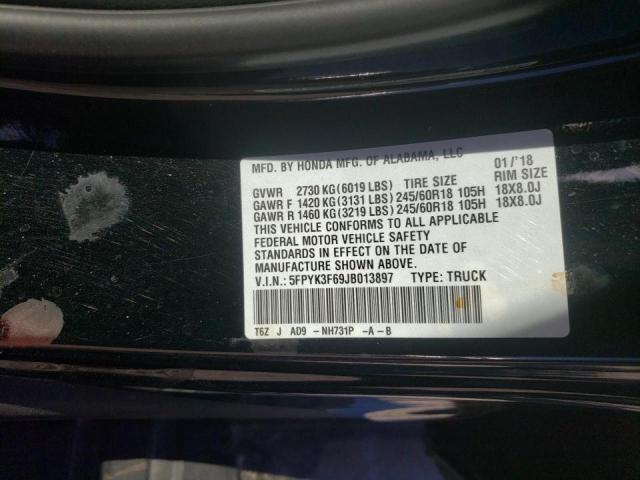 Photo 10 from auction – 2018 HONDA RIDGELINE with VIN 5FPYK3F69JB013897