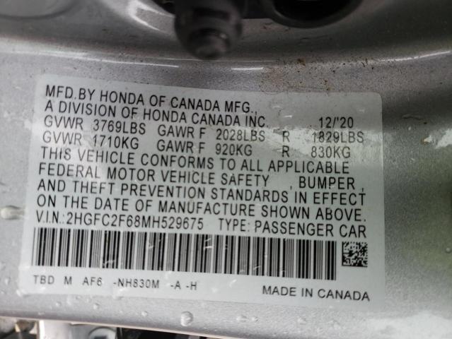 Photo 10 from auction – 2021 HONDA CIVIC LX with VIN 2HGFC2F68MH529675