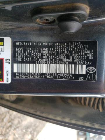 Photo 10 from auction – 2011 TOYOTA COROLLA BA with VIN 2T1BU4EE3BC592978