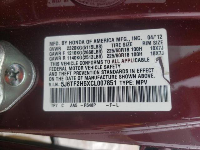 Photo 10 from auction – 2012 HONDA CROSSTOUR with VIN 5J6TF2H5XCL007851