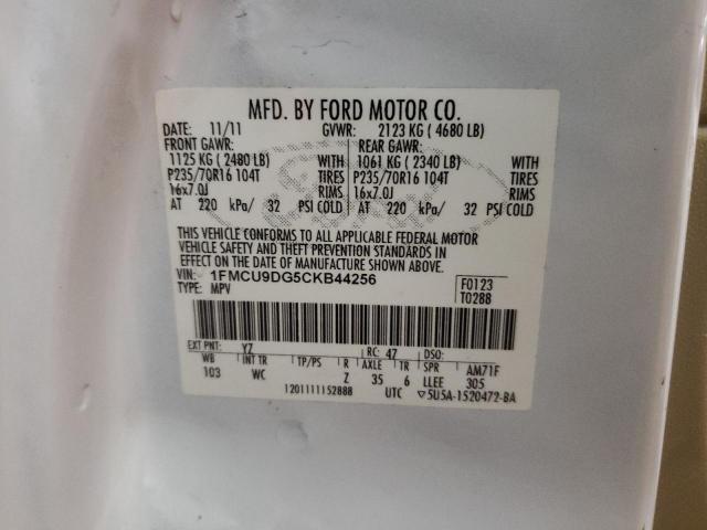 Photo 10 from auction – 2012 FORD ESCAPE XLT with VIN 1FMCU9DG5CKB44256