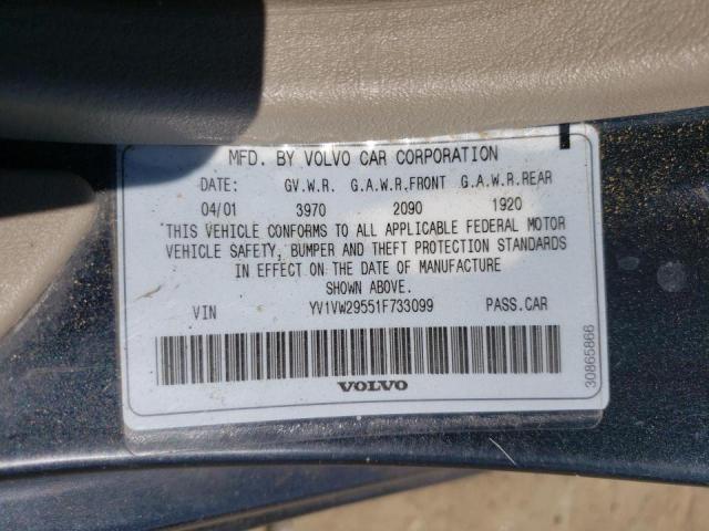 Photo 10 from auction – 2001 VOLVO V40 1.9T with VIN YV1VW29551F733099