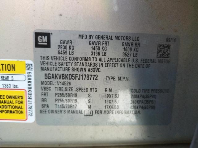 Photo 10 from auction – 2015 BUICK ENCLAVE with VIN 5GAKVBKD5FJ178772