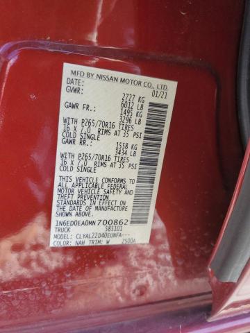 Photo 10 from auction – 2021 NISSAN FRONTIER S with VIN 1N6ED0EA0MN700862