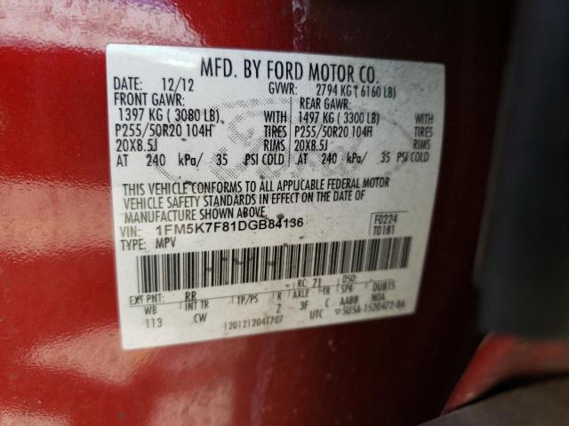 Photo 10 from auction – 2013 FORD EXPLORER L with VIN 1FM5K7F81DGB84136