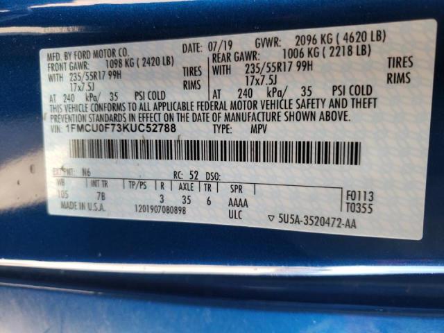 Photo 10 from auction – 2019 FORD ESCAPE S with VIN 1FMCU0F73KUC52788