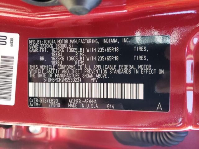 Photo 10 from auction – 2021 TOYOTA HIGHLANDER with VIN 5TDHBRCH2MS530234