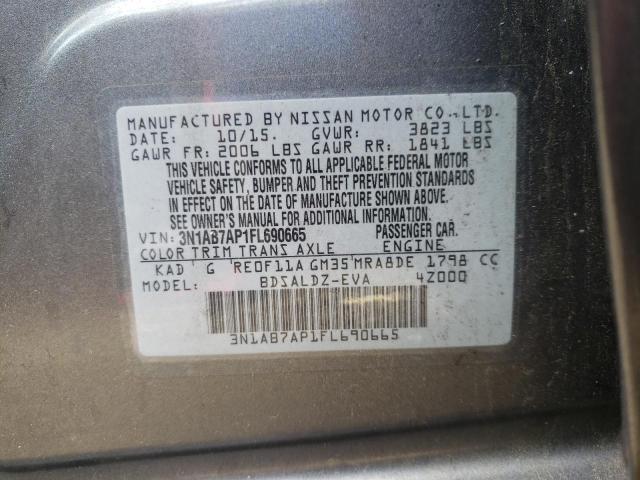 Photo 10 from auction – 2015 NISSAN SENTRA S with VIN 3N1AB7AP1FL690665