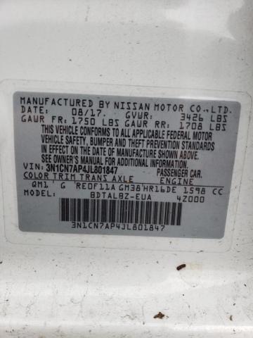 Photo 10 from auction – 2018 NISSAN VERSA S with VIN 3N1CN7AP4JL801847