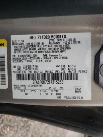 Photo 10 from auction – 2015 FORD FUSION SE with VIN 3FA6P0H72FR215255