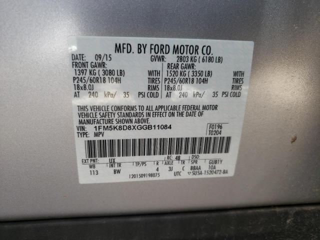 Photo 10 from auction – 2016 FORD EXPLORER X with VIN 1FM5K8D8XGGB11084