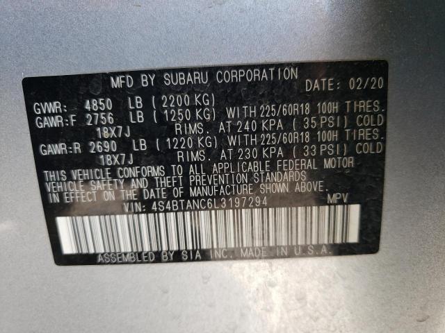 Photo 10 from auction – 2020 SUBARU OUTBACK LI with VIN 4S4BTANC6L3197294