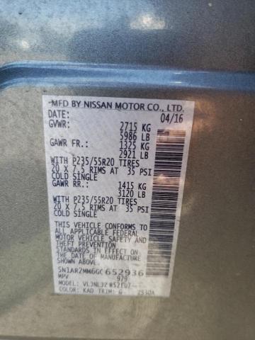 Photo 10 from auction – 2016 NISSAN PATHFINDER with VIN 5N1AR2MM6GC652936