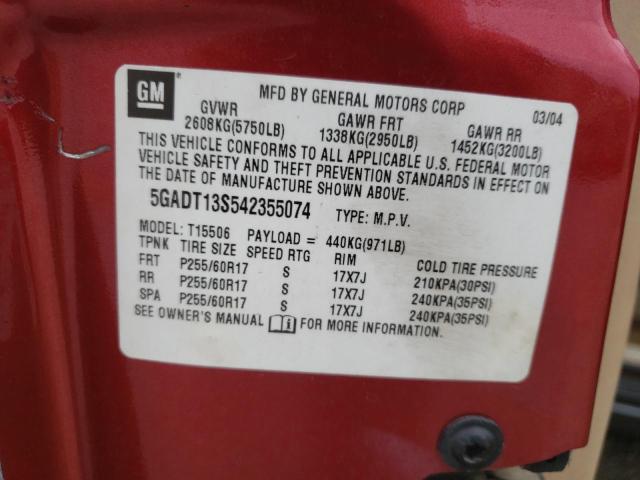 Photo 10 from auction – 2004 BUICK RAINIER CX with VIN 5GADT13S542355074