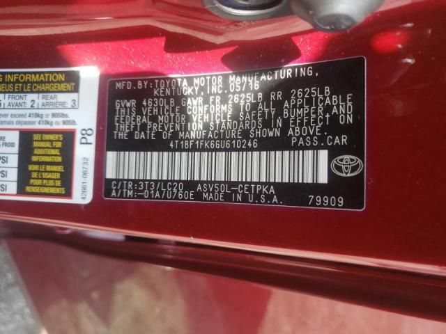 Photo 10 from auction – 2016 TOYOTA CAMRY LE with VIN 4T1BF1FK6GU610246