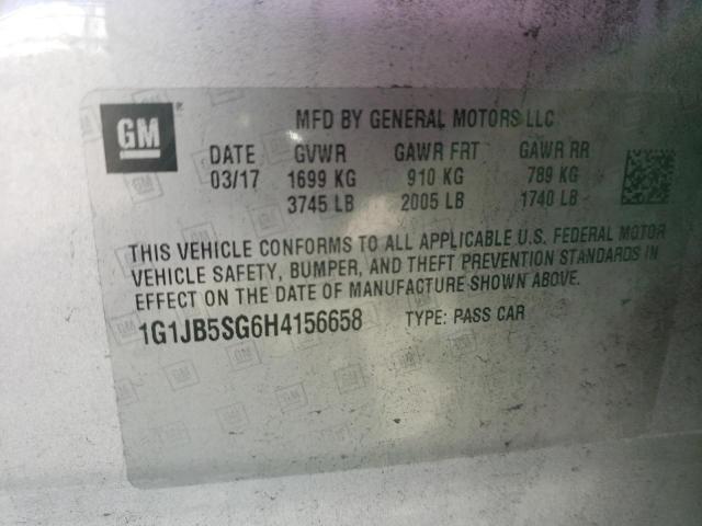 Photo 10 from auction – 2017 CHEVROLET SONIC LS with VIN 1G1JB5SG6H4156658