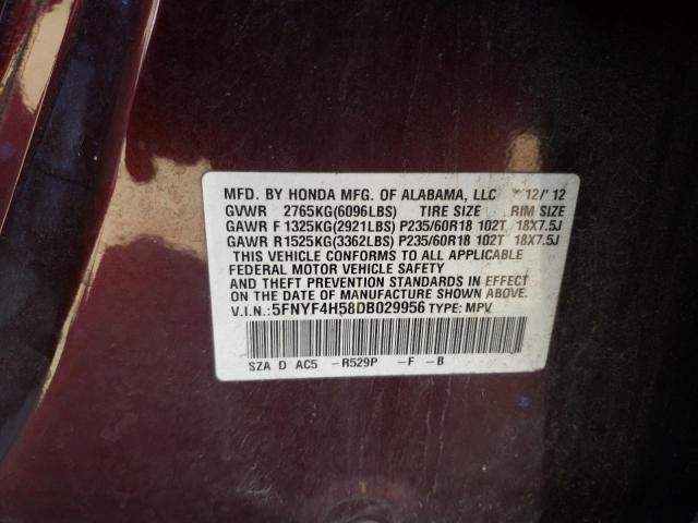 Photo 10 from auction – 2013 HONDA PILOT EXL with VIN 5FNYF4H58DB029956