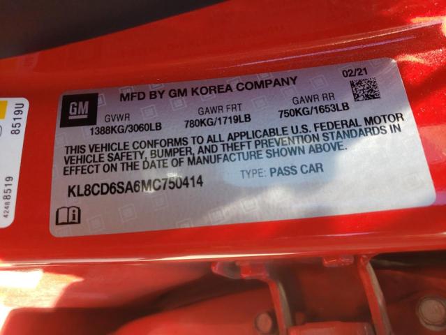 Photo 10 from auction – 2021 CHEVROLET SPARK 1LT with VIN KL8CD6SA6MC750414