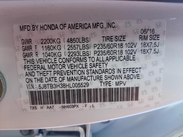 Photo 10 from auction – 2017 ACURA RDX with VIN 5J8TB3H38HL005529
