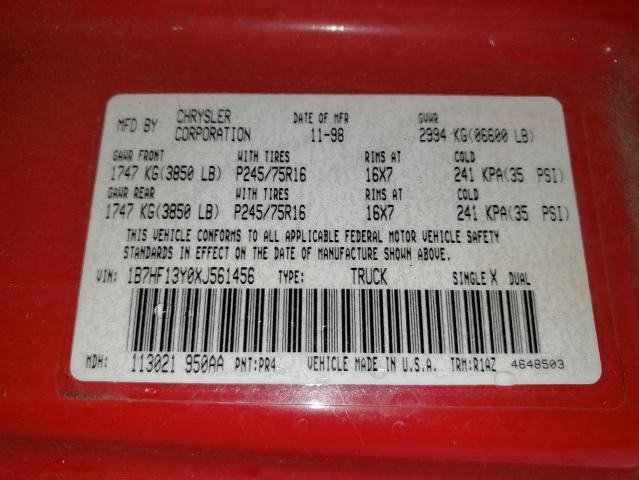 Photo 10 from auction – 1999 DODGE RAM 1500 with VIN 1B7HF13Y0XJ561456