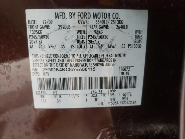 Photo 10 from auction – 2010 FORD EDGE LIMIT with VIN 2FMDK4KC8ABA86115