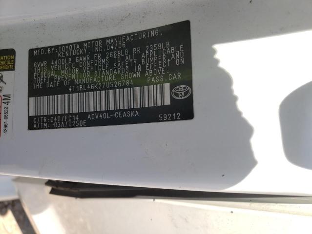 Photo 10 from auction – 2007 TOYOTA CAMRY CE with VIN 4T1BE46K27U526784