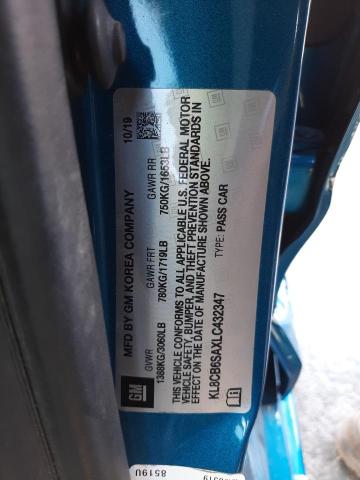 Photo 10 from auction – 2020 CHEVROLET SPARK LS with VIN KL8CB6SAXLC432347
